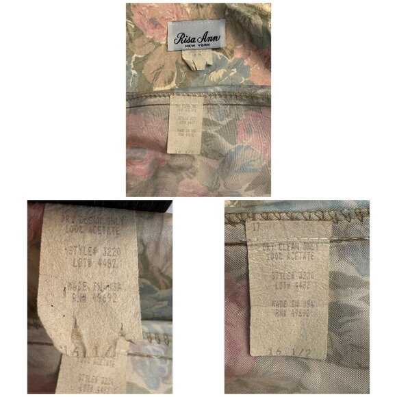 Vintage 1980s Risa Ann Floral Peplum Jacket & Skirt Set With Lace Trim Pastel Co - Picture 4 of 10